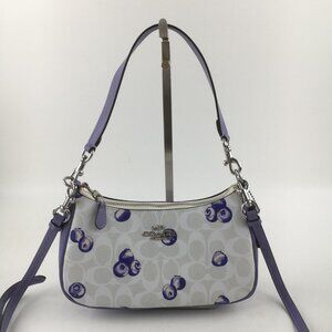 Coach Teri Shoulder Bag In Signature Canvas With Blueberry Print